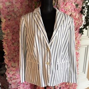 Ralph Lauren White Blazer with Navy Pinstripes